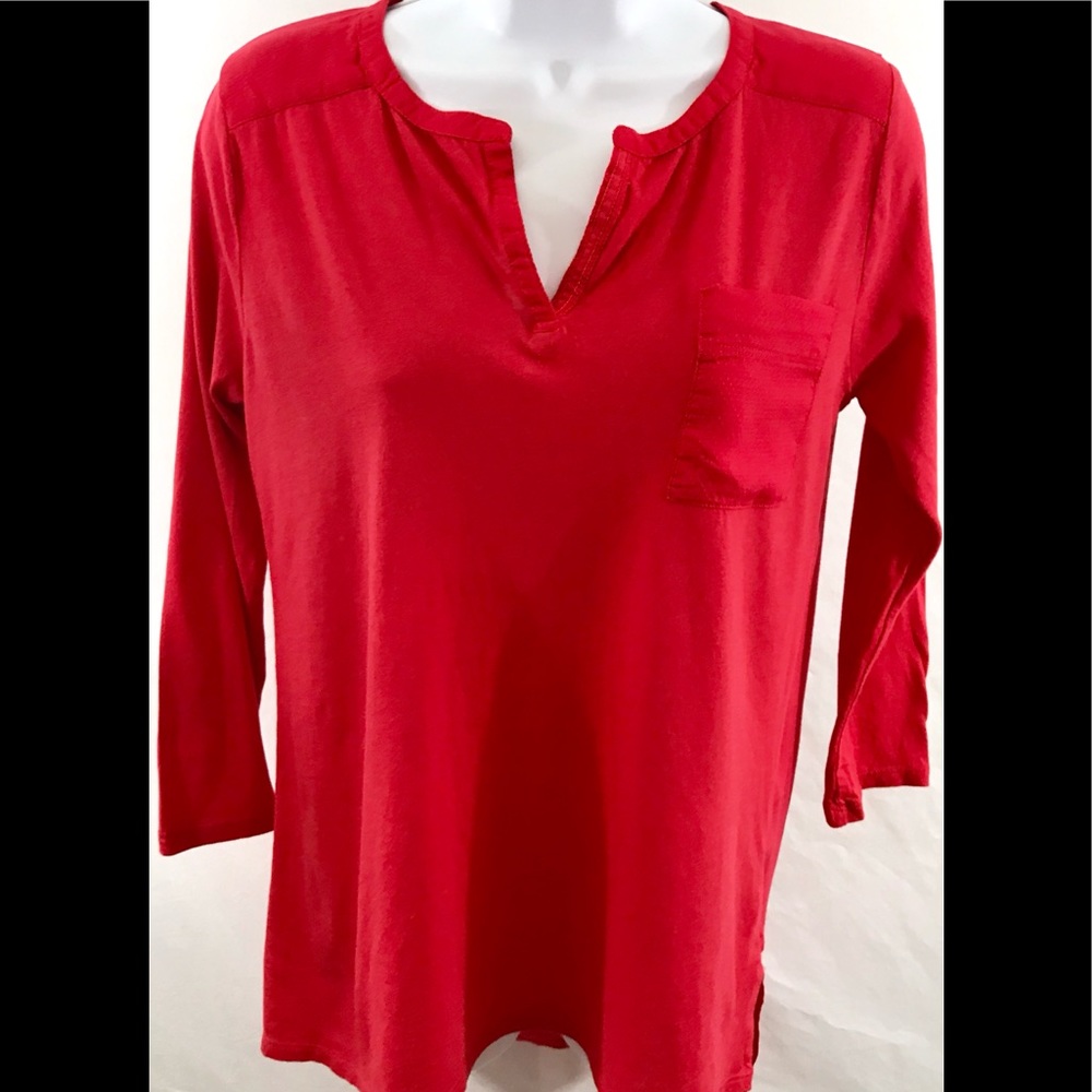 Lucky Brand V Neck 3/4 sleeve red women’s small